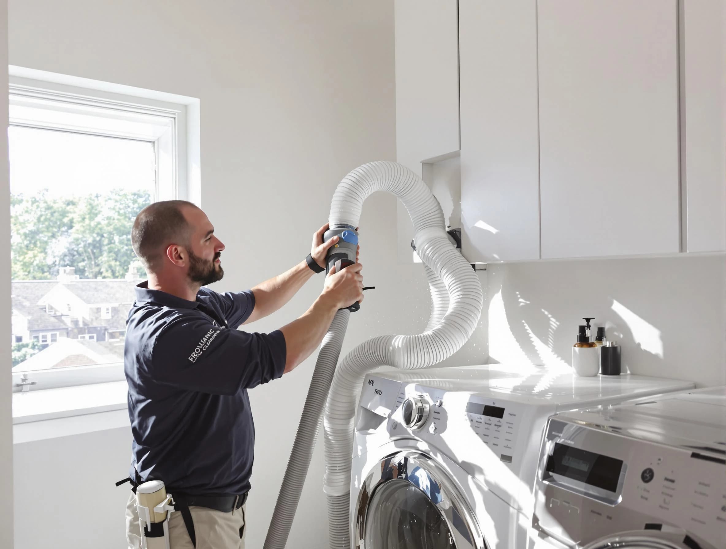 Certified Huntington Beach Dryer Vent Cleaning technician performing dryer vent cleaning in Huntington Beach